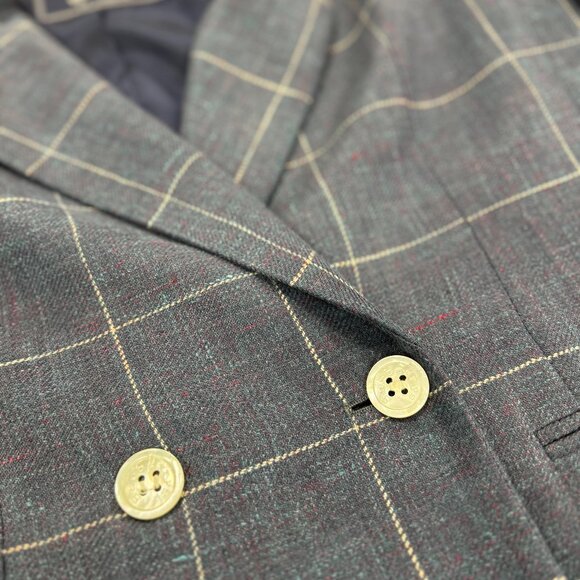 Vintage Burberrys Linen Navy Plaid Suit Size 4P - Picture 9 of 9